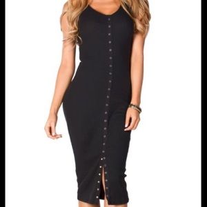 BP. Brand black snap front midi dress.  Like new.